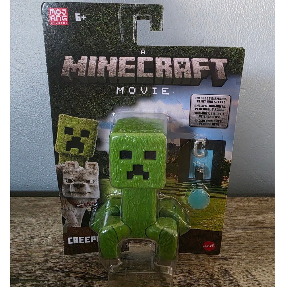 Mattel A Minecraft Movie Creeper Action Figure with Diamond Flint and Steel NEW